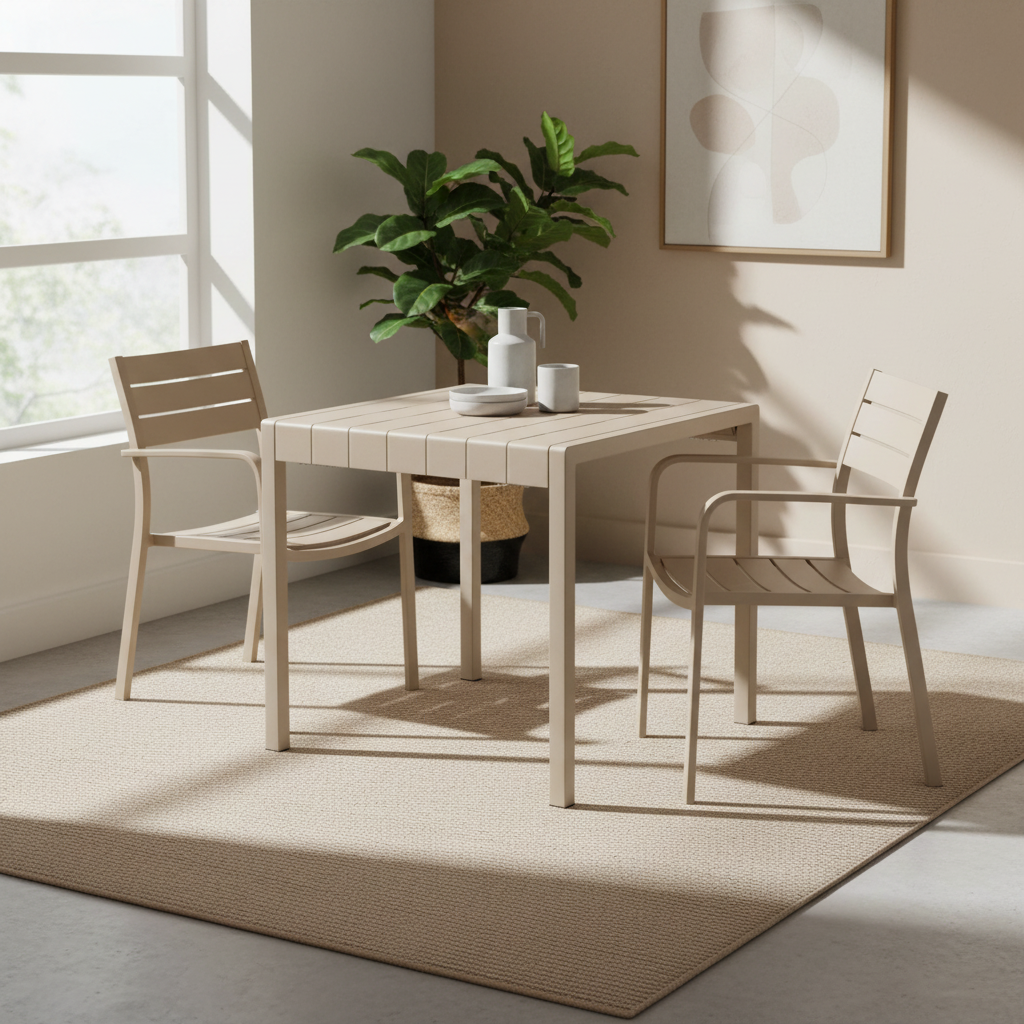 Cube Putty Grey Outdoor Dining Table | Weather Resistant Garden Table