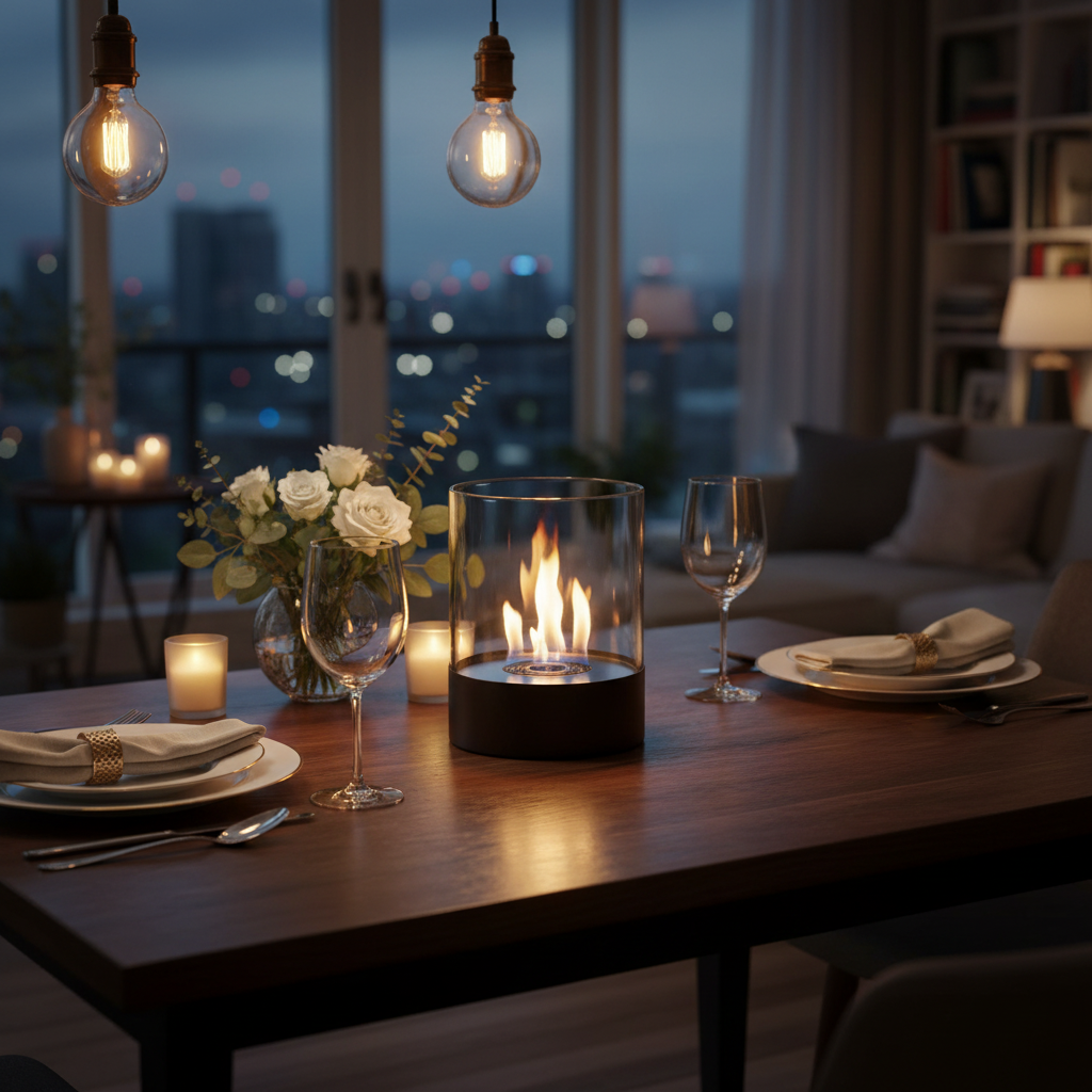 Southwark Black Round Tabletop Bioethanol Fireplace 3L Burner