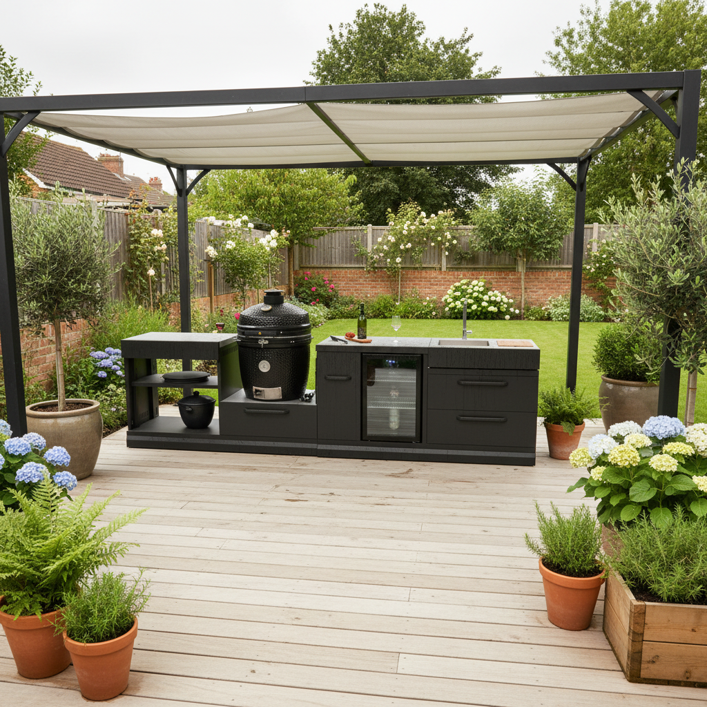 Kamado kitchen under canopy