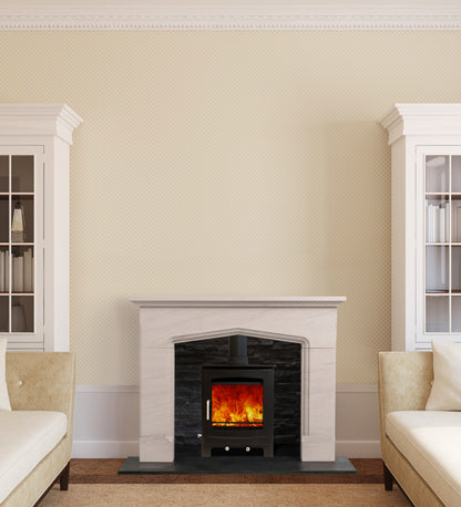 Woodford Kildare Limestone Fireplace – Classic Arched Design