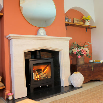 Woodford Kildare Limestone Fireplace – Classic Arched Design