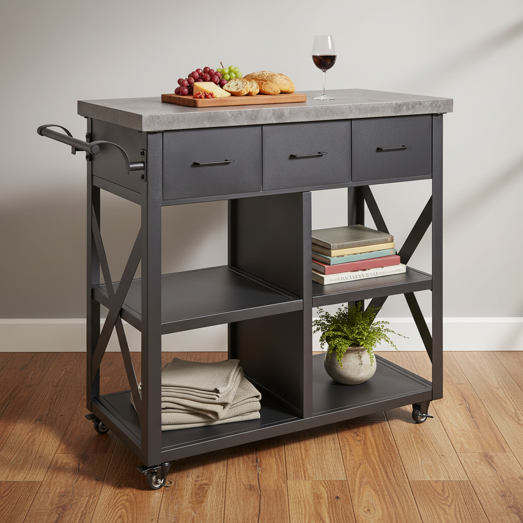 Trolley XL Outdoor Serving and Prep Station with Drawers and Large Workspace