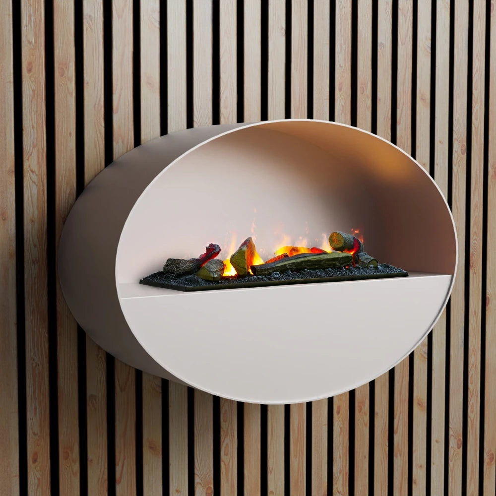 Kjos White Wall-Mounted Water Vapour Fireplace 90cm | ScandiFlames