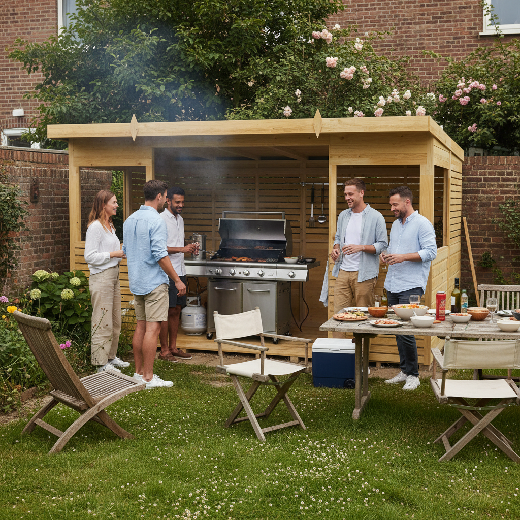 Winston Timber 12ft x 6ft BBQ Shelter for Garden Cooking and Outdoor Dining
