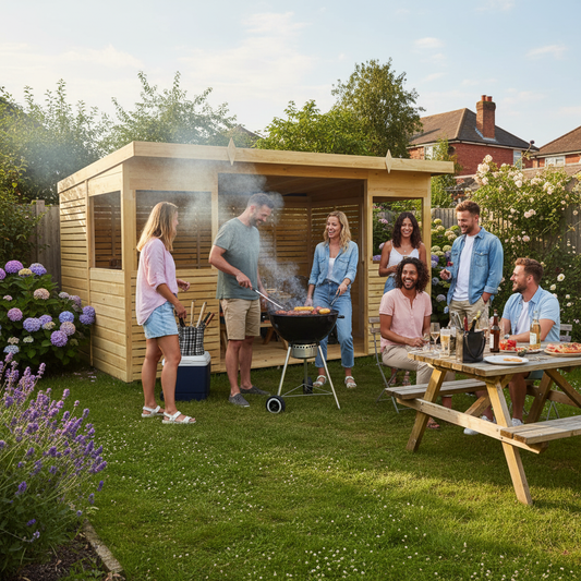 Winston Timber 12ft x 6ft BBQ Shelter for Garden Cooking and Outdoor Dining