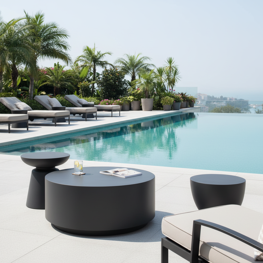 Elementi, Rome Coffee Table, Medium Slate Black, Outdoor/Indoor, Concrete Glass Fibre
