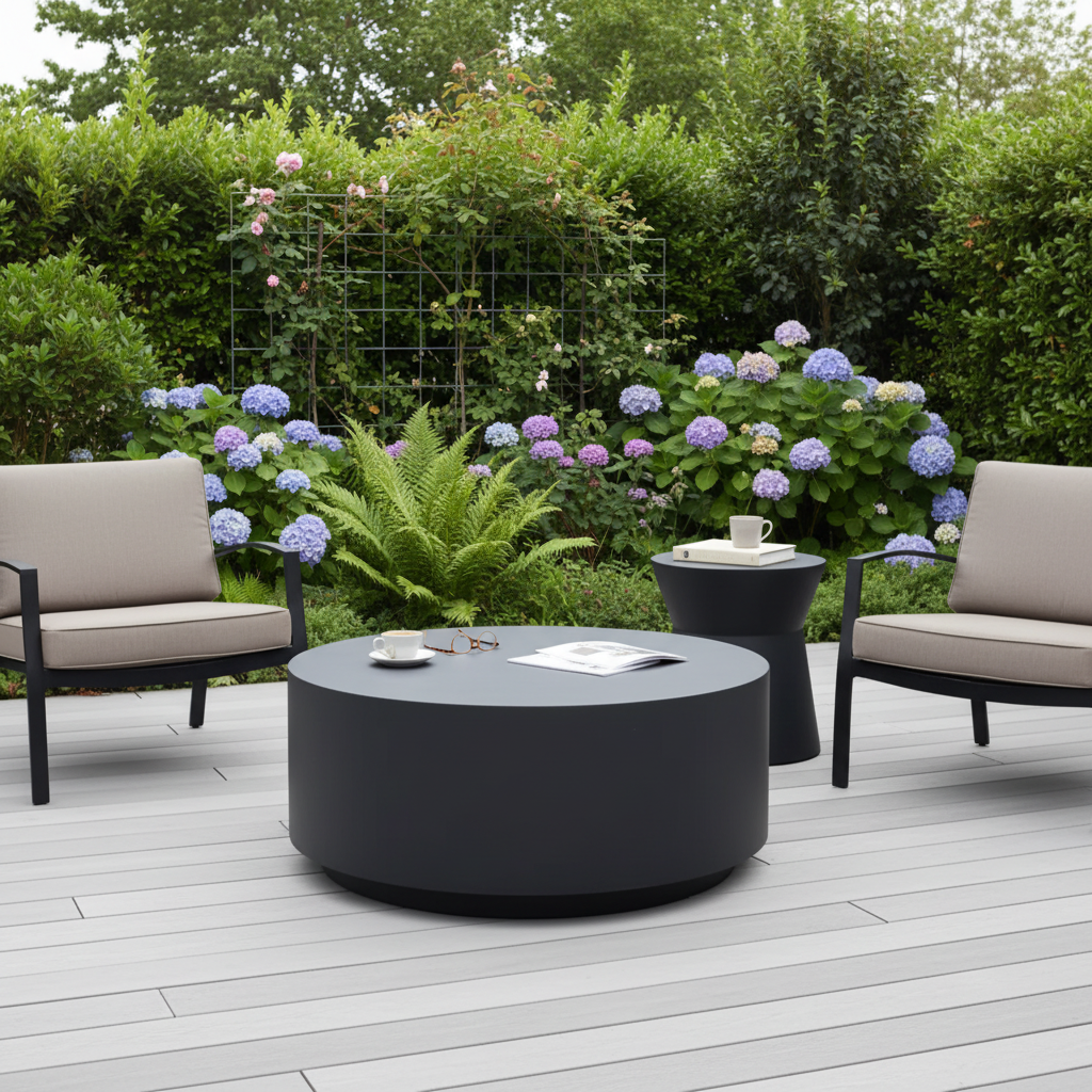 Elementi, Rome Coffee Table, Medium Slate Black, Outdoor/Indoor, Concrete Glass Fibre