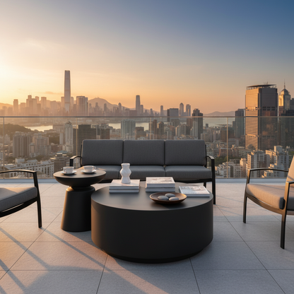 Elementi, Rome Coffee Table, Medium Slate Black, Outdoor/Indoor, Concrete Glass Fibre
