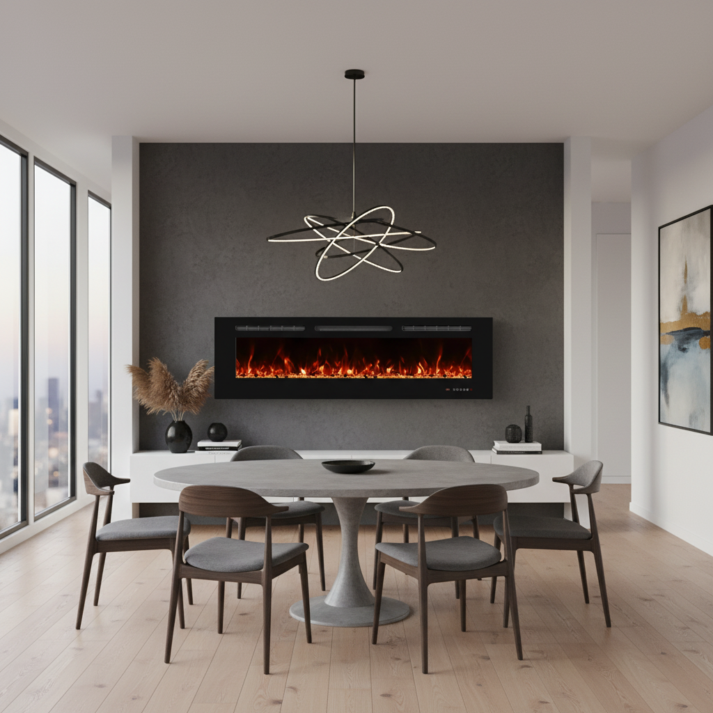 Titanite 152 cm Built-In Electric Fireplace – ScandiFlames Black
