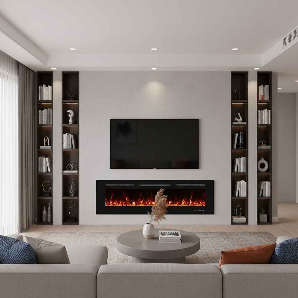 Titanite 152 cm Built-In Electric Fireplace – ScandiFlames Black