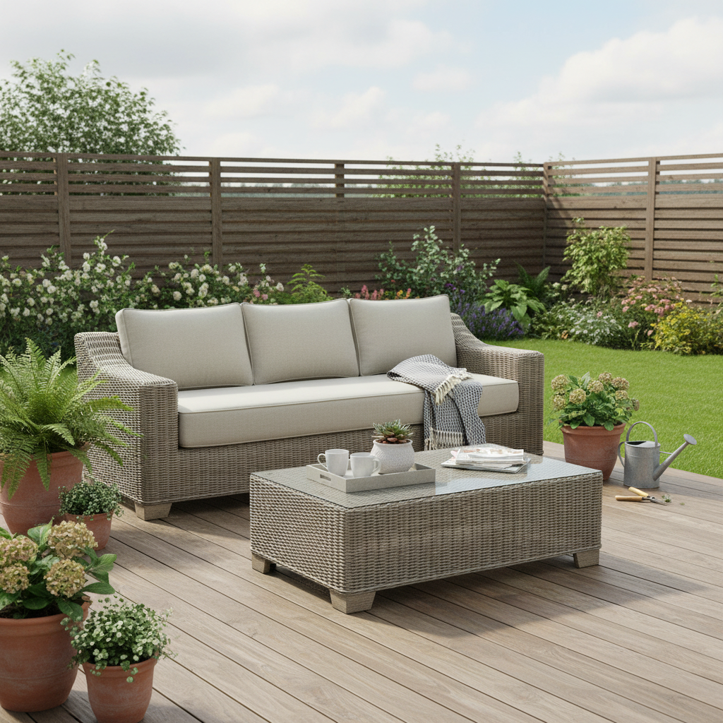 Capri Collection Outdoor Three Seater Sofa – HDPE Wicker Comfort
