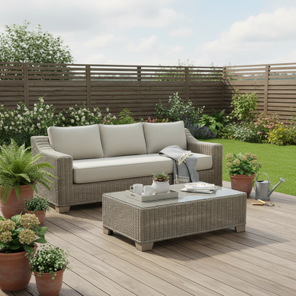 Capri Collection Outdoor Three Seater Sofa – HDPE Wicker Comfort