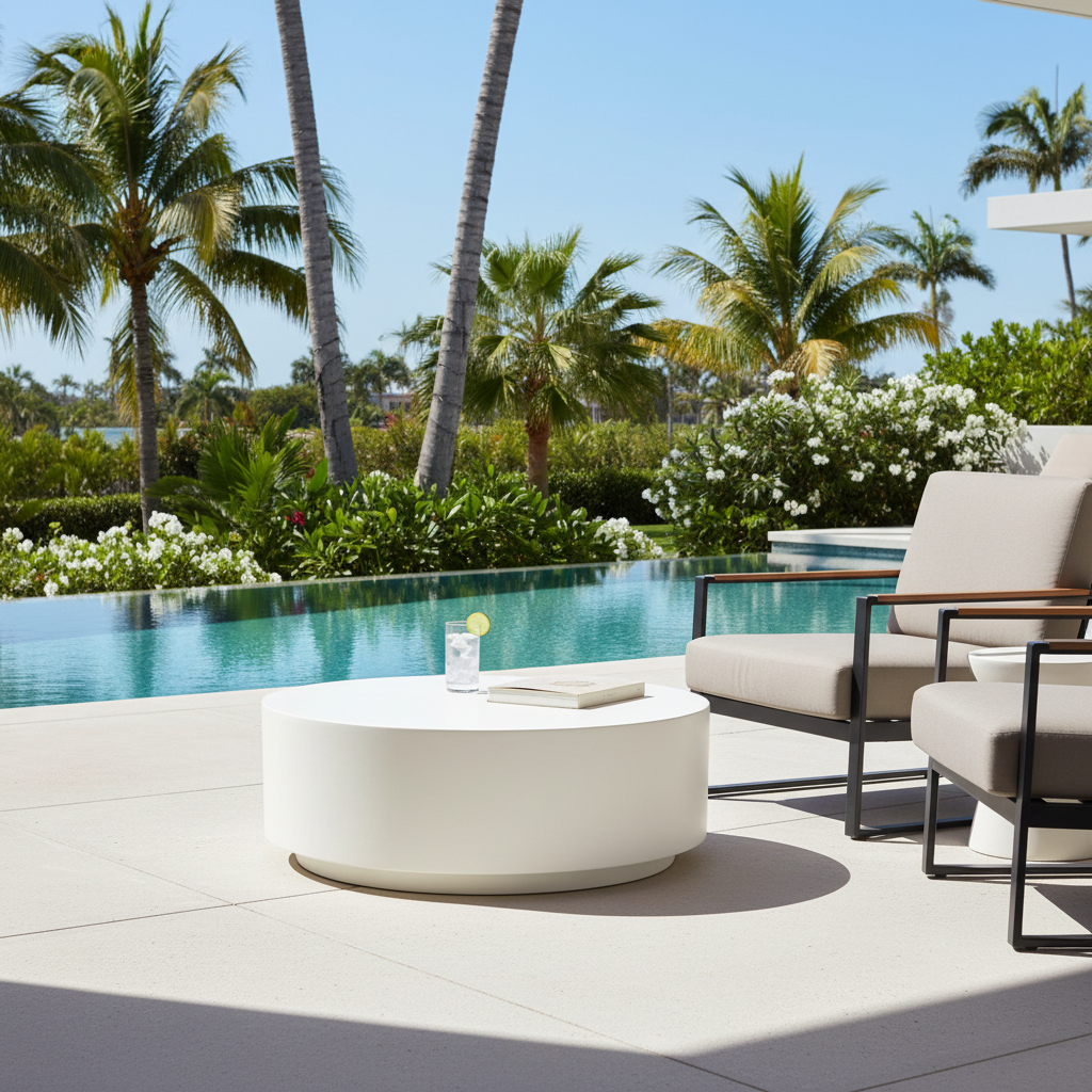 Elementi, Rome Coffee Table, Large Cream, White Indoor/Outdoor Concrete Glass Fibre