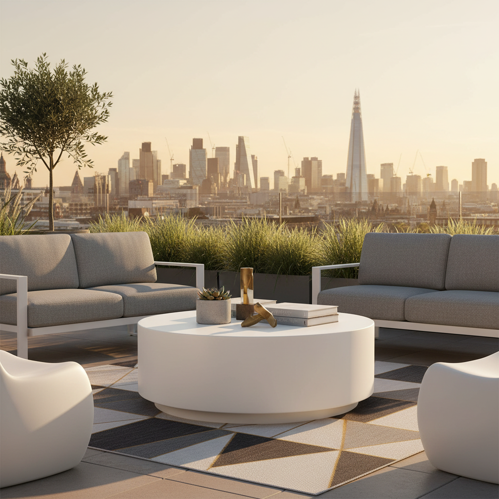 Elementi, Rome Coffee Table, Large Cream, White Indoor/Outdoor Concrete Glass Fibre