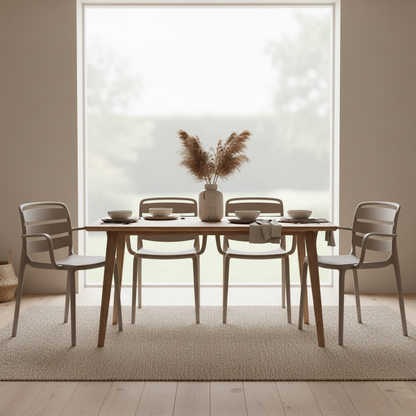 Velo Stone Carver Chair | Modern Indoor & Outdoor Dining Chair with Armrests