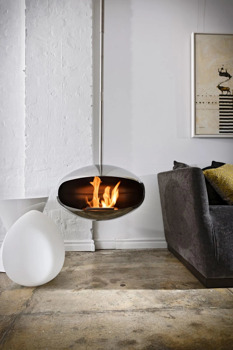 Cocoon Aeris Polished Steel Bioethanol Fireplace