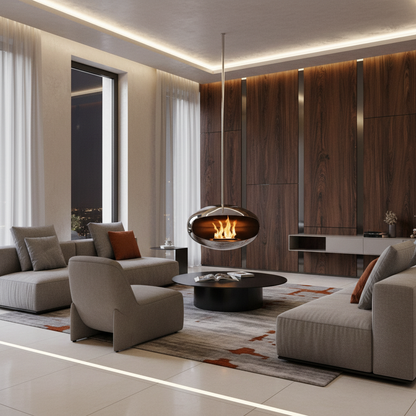 Cocoon Aeris Polished Steel Bioethanol Fireplace