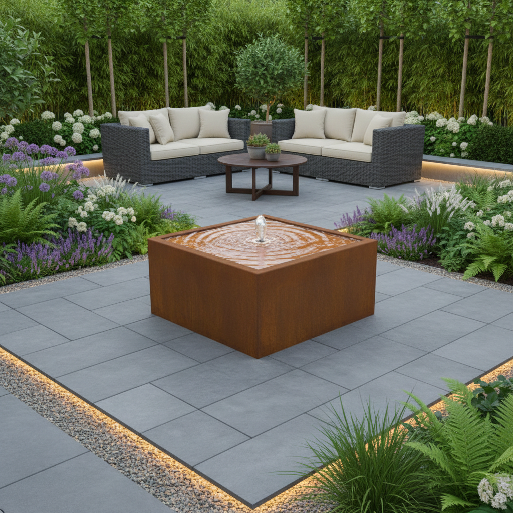 Corten Steel Square Water Table