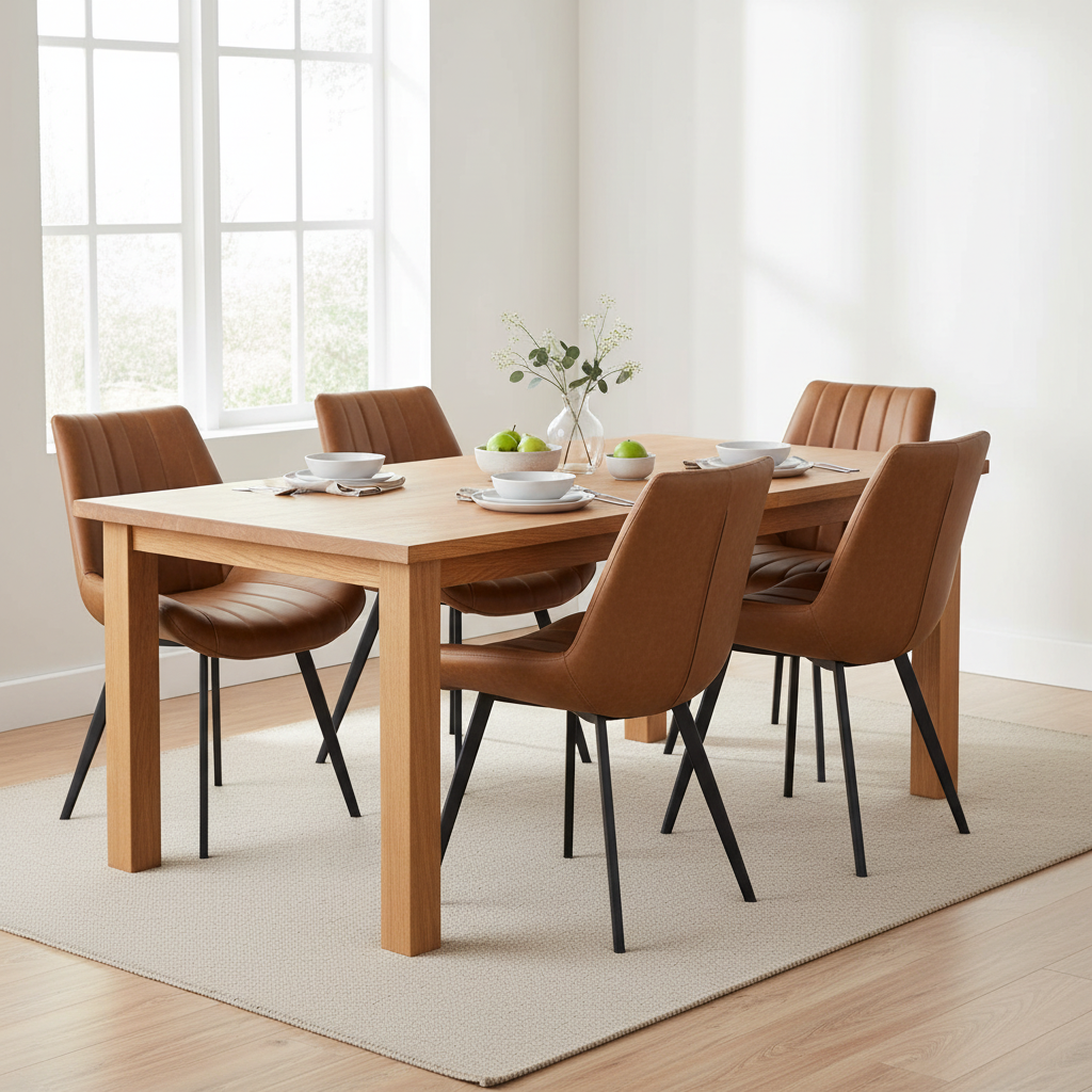 Malmo Tan Dining Chair | Modern Scandi Faux Leather Dining Seat