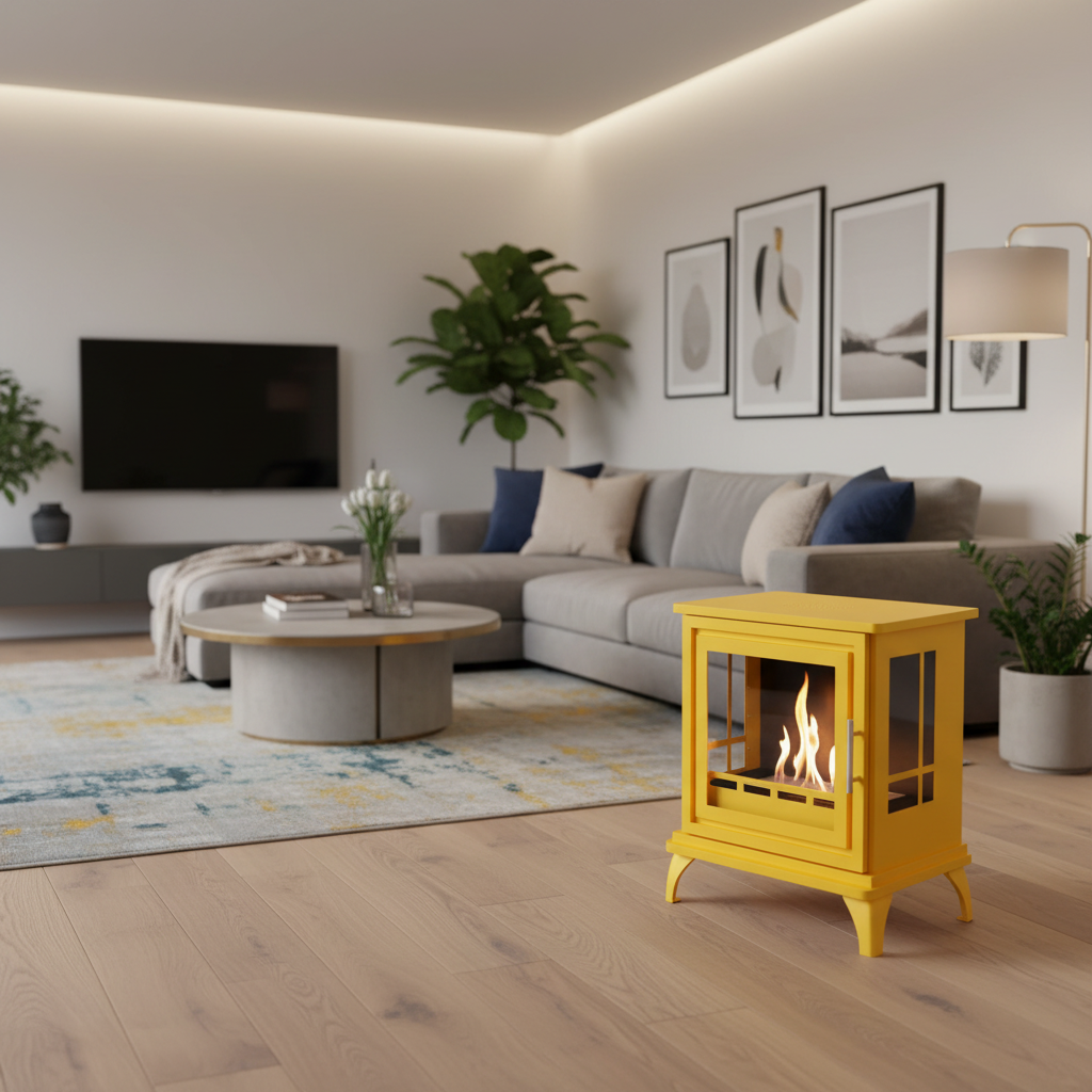 ScandiFlames Nashville Bioethanol Indoor Stove - Steel Yellow