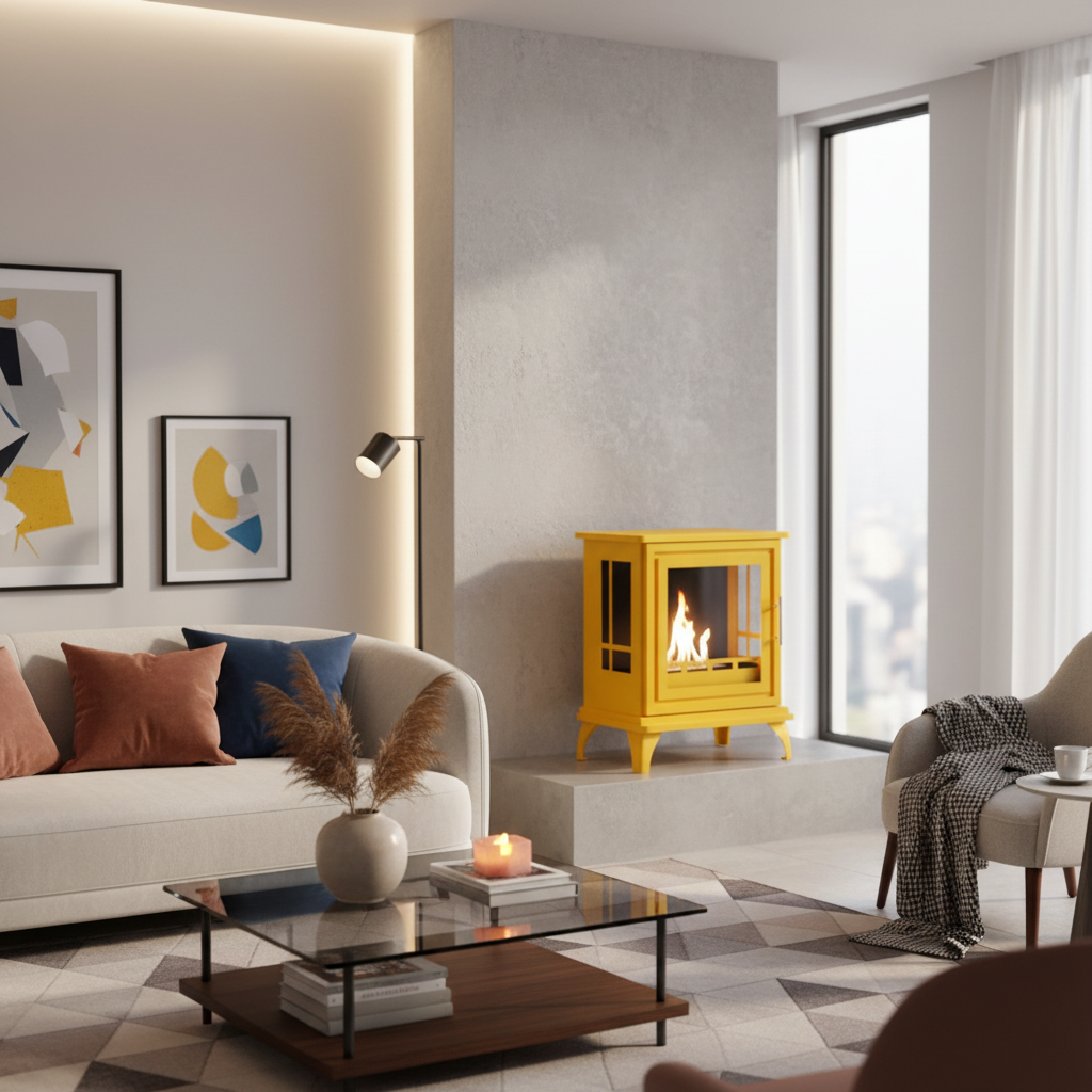 ScandiFlames Nashville Bioethanol Indoor Stove - Steel Yellow