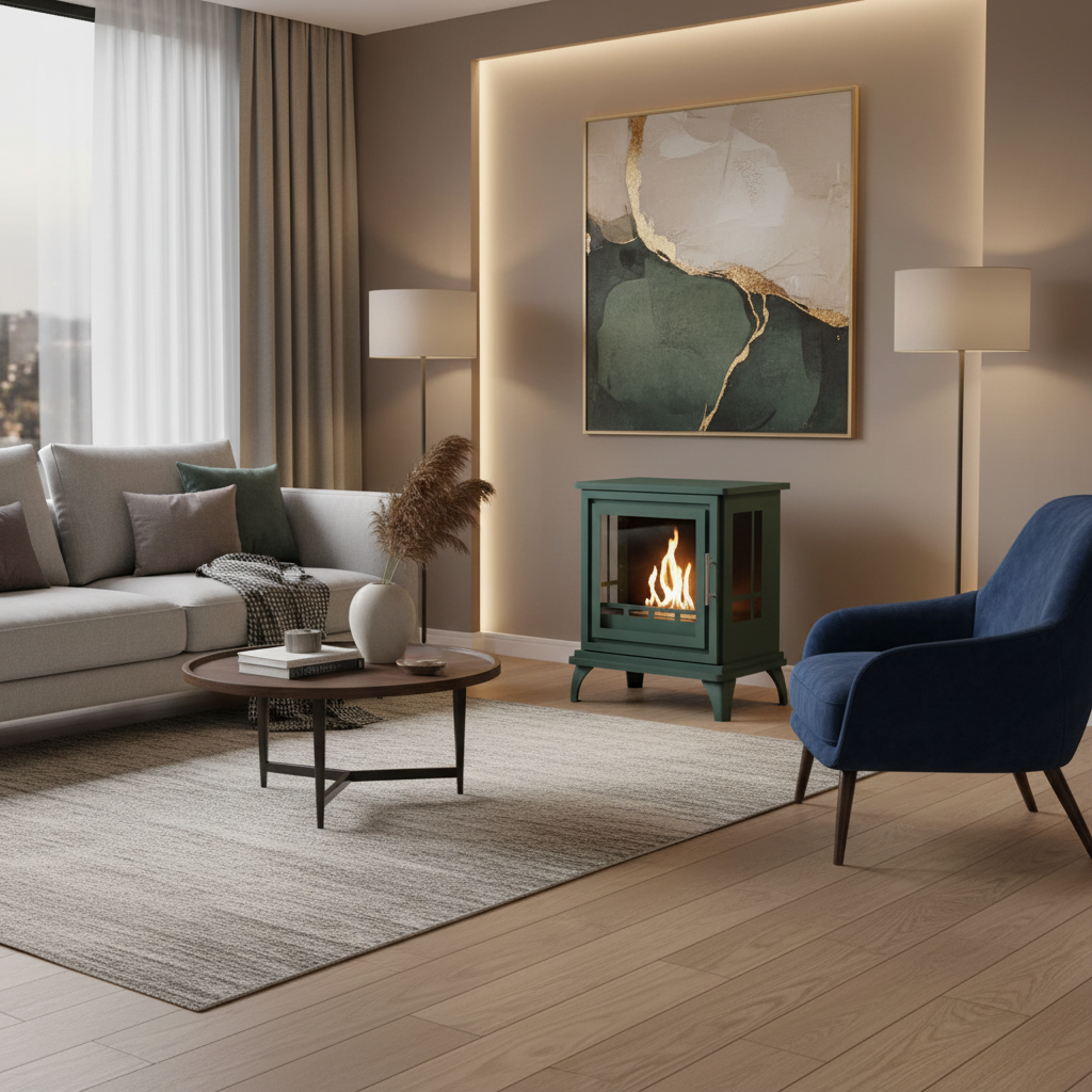 ScandiFlames Nashville Bioethanol Indoor Stove - Forest Green