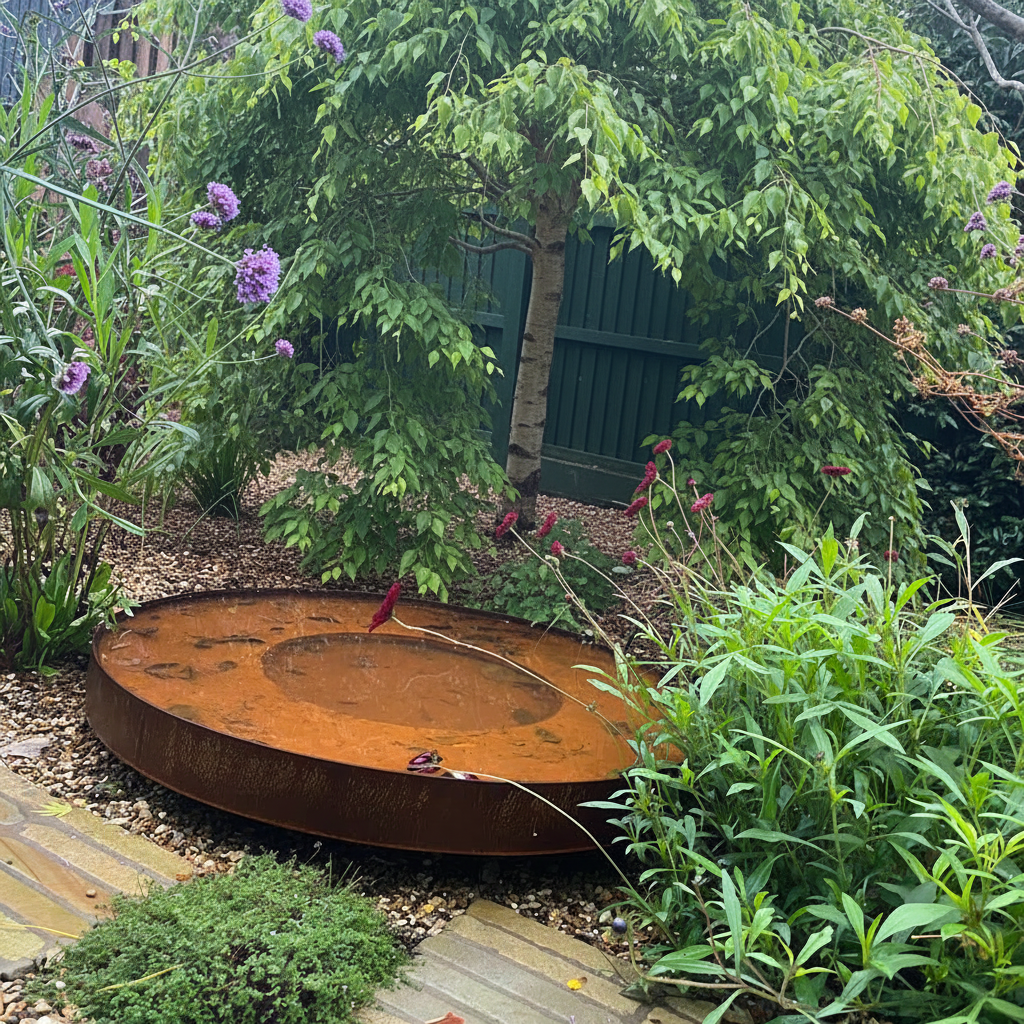 Corten Steel Water Bowl