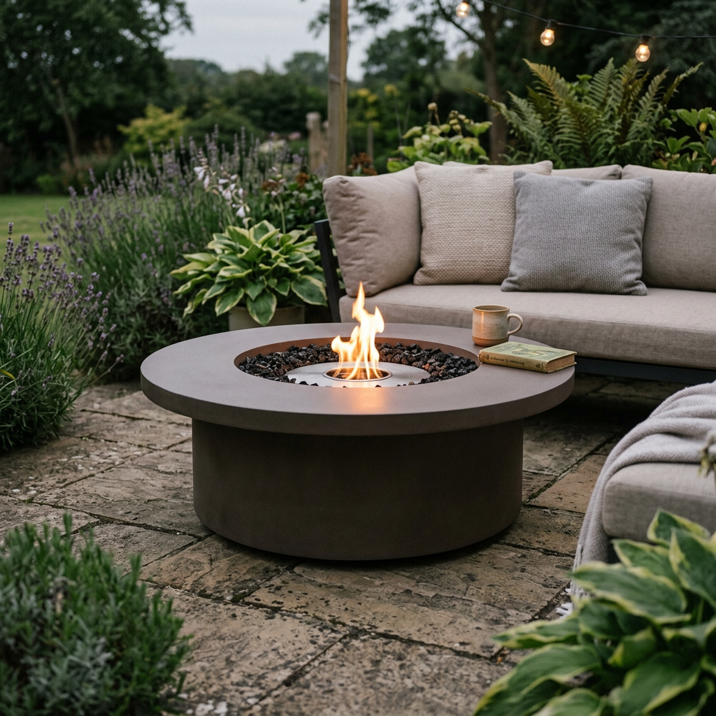 EcoSmart Fire Mimosa 40 Bioethanol & Gas Fire Pit Table with Modern Circular Design