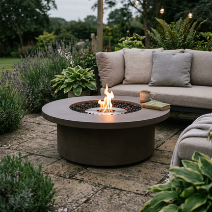 EcoSmart Fire Mimosa 40 Bioethanol & Gas Fire Pit Table with Modern Circular Design