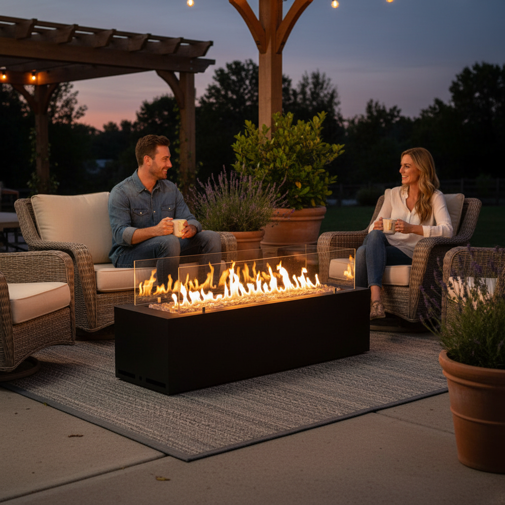 Planika Galio Black Automatic Outdoor Gas Fireplace – Freestanding