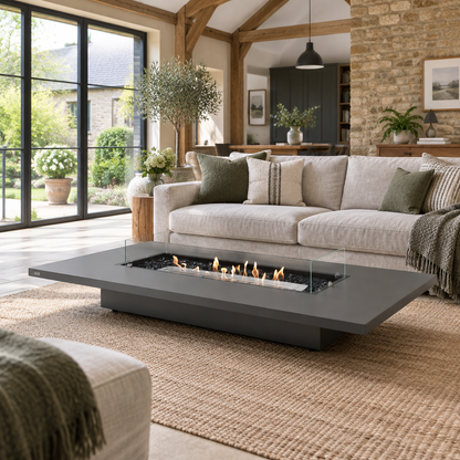 EcoSmart Daiquiri 70VL Fire Pit Table with Dual Function Design | Bioethanol Flame & Gas Burner Options