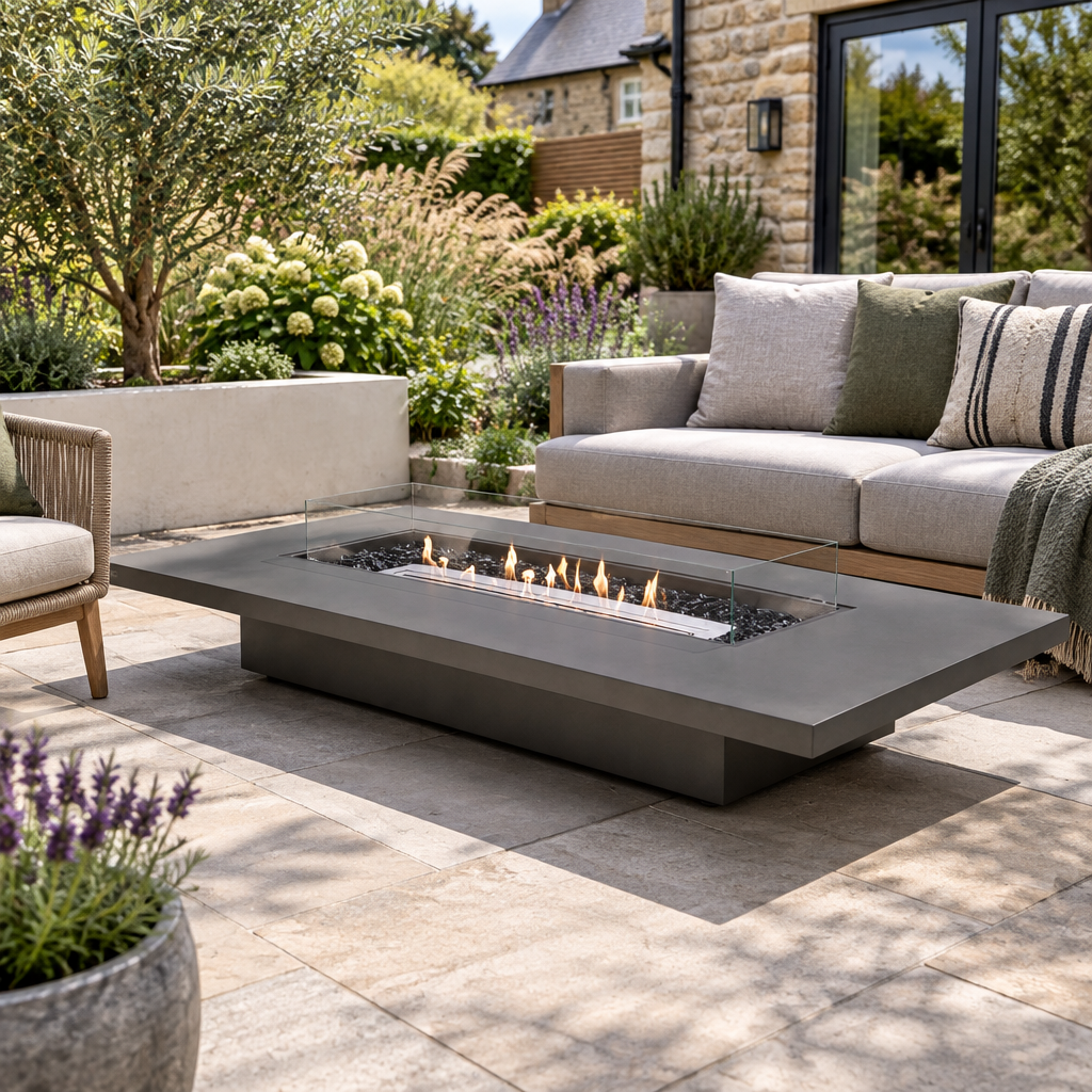 EcoSmart Daiquiri 70VL Fire Pit Table with Dual Function Design | Bioethanol Flame & Gas Burner Options