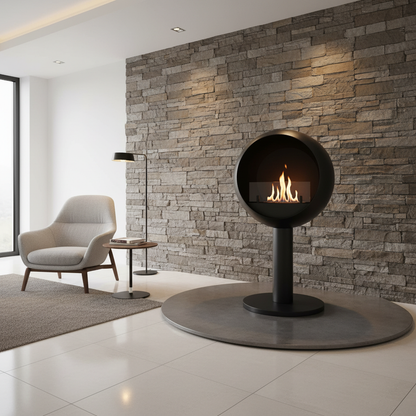ScandiFlames Edmonton Freestanding Bioethanol Fireplace – Black