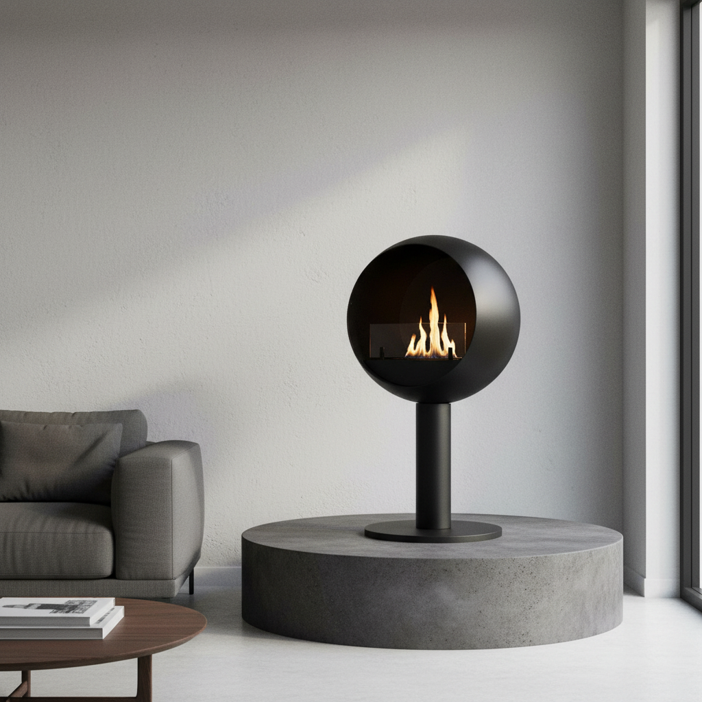 ScandiFlames Edmonton Freestanding Bioethanol Fireplace – Black