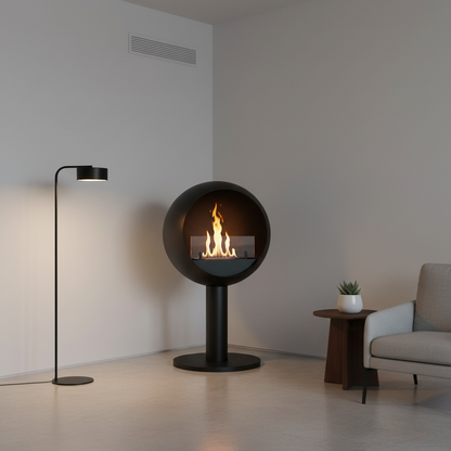 ScandiFlames Edmonton Freestanding Bioethanol Fireplace – Black