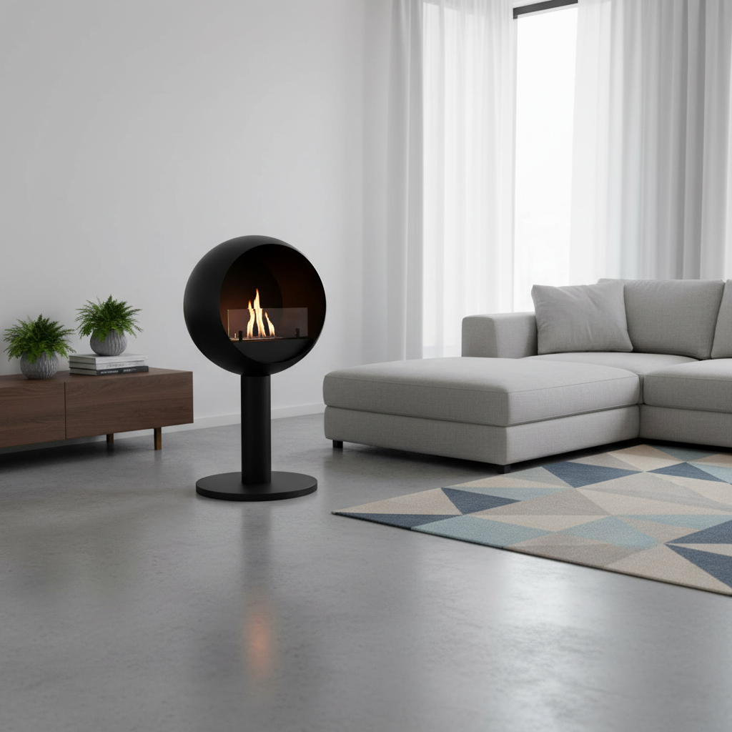 ScandiFlames Edmonton Freestanding Bioethanol Fireplace – Black