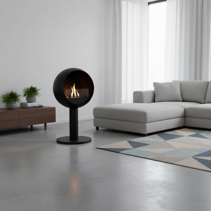 ScandiFlames Edmonton Freestanding Bioethanol Fireplace – Black