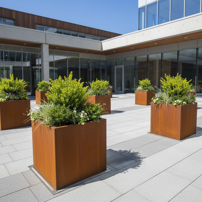 Arden – Corten Steel Cube Planter with Feet
