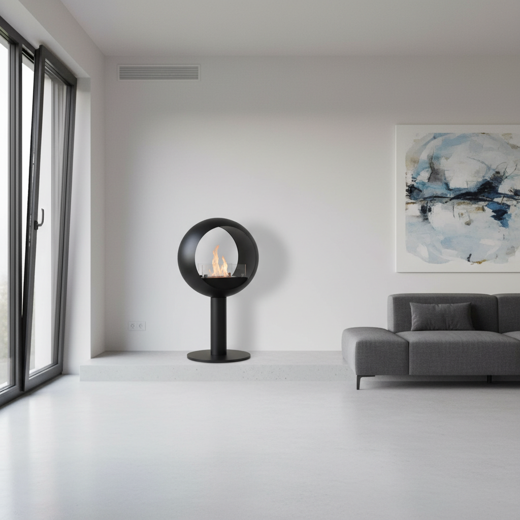 Edmonton 2-Sided Freestanding Bioethanol Fireplace