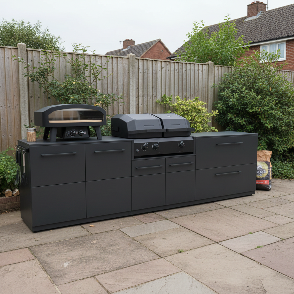 Cozze Elements Outdoor Kitchen with Quattro 900 Grill, Pizza Oven, Storage and Prep Space
