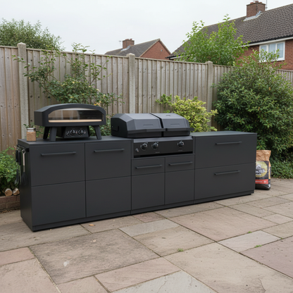 Cozze Elements Outdoor Kitchen with Quattro 900 Grill, Pizza Oven, Storage and Prep Space