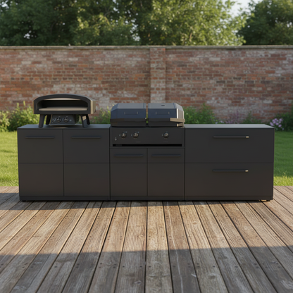 Cozze Elements Outdoor Kitchen with Quattro 900 Grill, Pizza Oven, Storage and Prep Space
