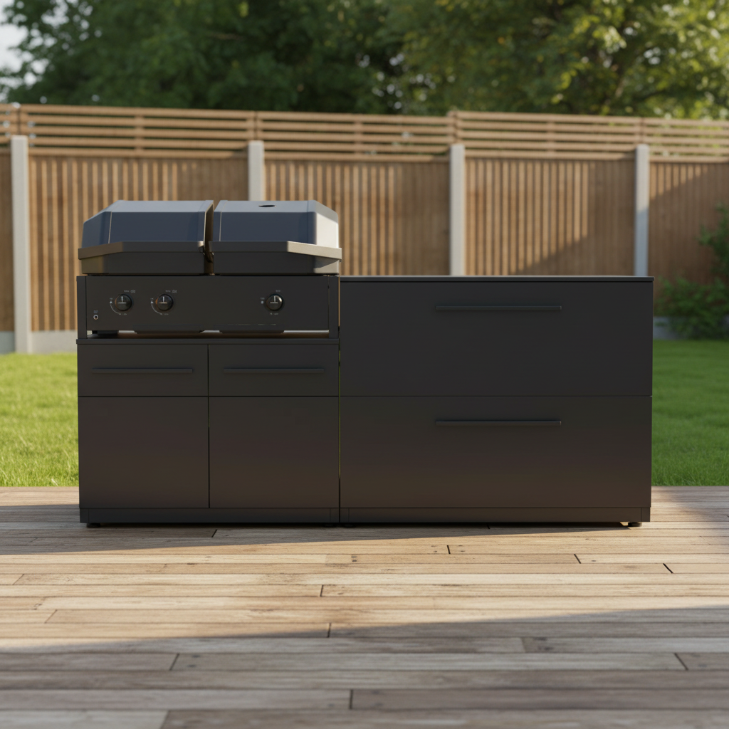Cozze Elements Outdoor Kitchen with Quattro 900 Grill, Pizza Oven, Storage and Compact Design