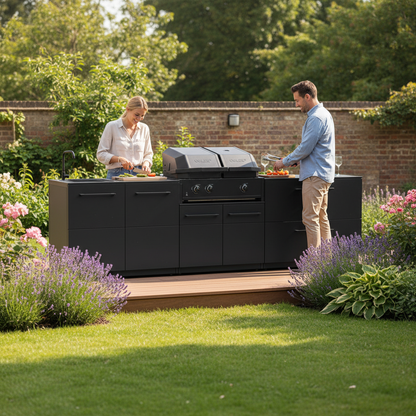 Cozze Elements Outdoor Kitchen with Gas Grill, Sink and Storage