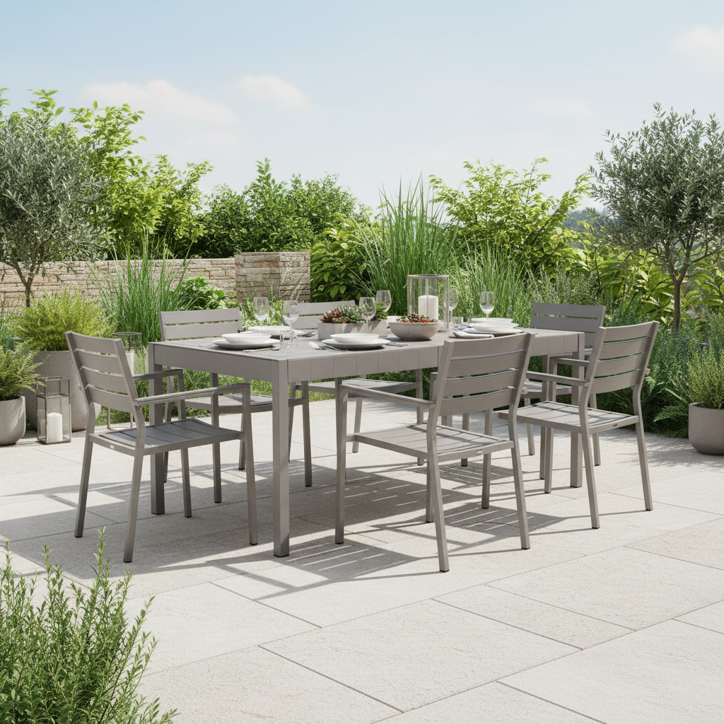 Sol Stone Indoor & Outdoor Dining Table | Spacious Modern Garden & Patio Table
