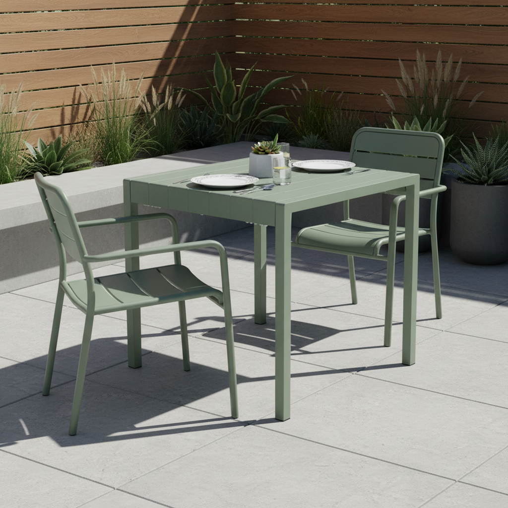 Cube French Grey Outdoor Dining Table | Weather Resistant Garden Table