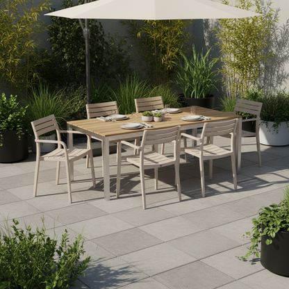 Aura Putty Grey Outdoor Carver Chair | Weather Resistant Garden Dining Chair