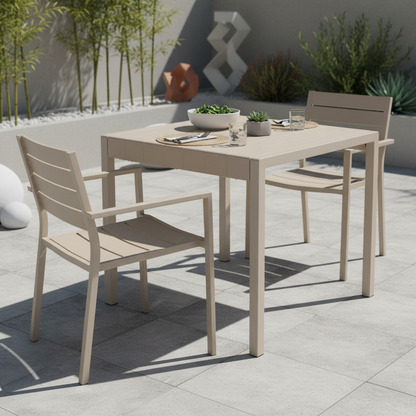 Cube Putty Grey Outdoor Dining Table | Weather Resistant Garden Table