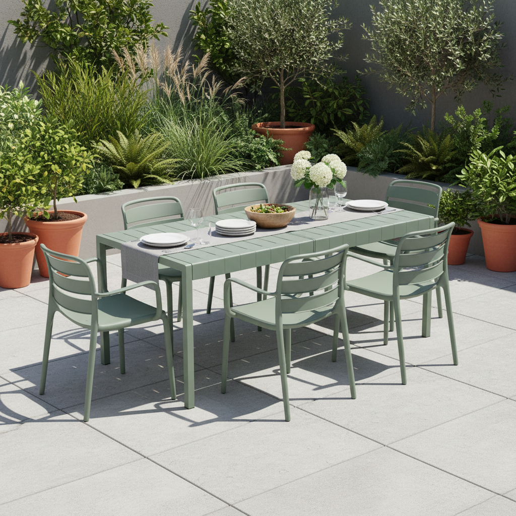 Sol French Grey Outdoor Dining Table | Large Weather Resistant Garden Table