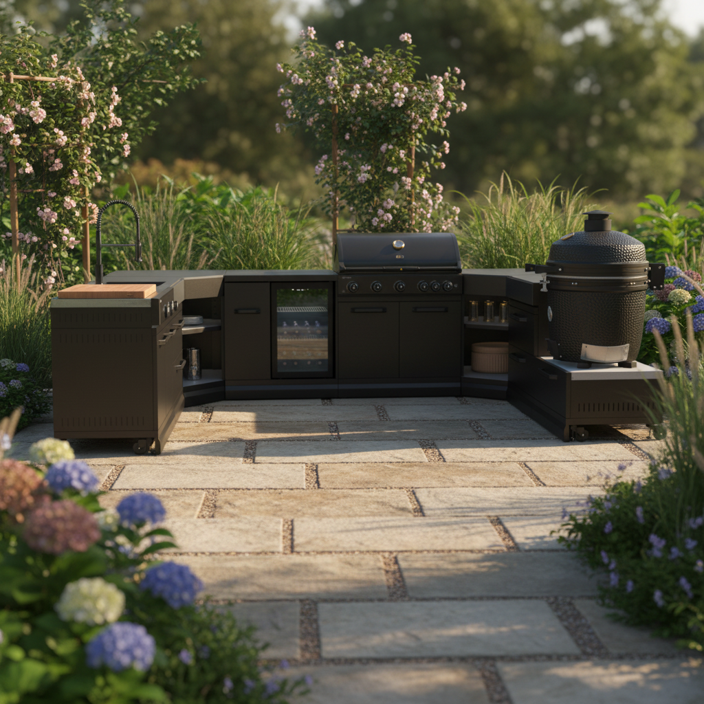 GRLLR Connect Modular Outdoor Kitchen – Kamado Grill, Sink, Expansion, Corner & Fridge Units for Premium Outdoor Cooking